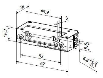 Elektrický zámok HARTTE XS12UW AC/DC 8-14V aret (úzky) – Obrázok 2