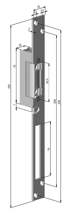 Elektrický zámok FAB Profi reverzný, F91 24V DC – Obrázok 2