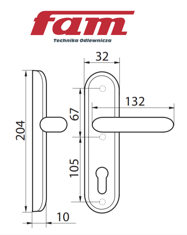 Kovanie FAM K+M 92/204/32 13943 biela ľavá – Obrázok 2