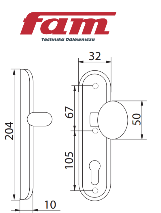 Kovanie FAM K+M 92/204/32 13943 biela ľavá – Obrázok 3