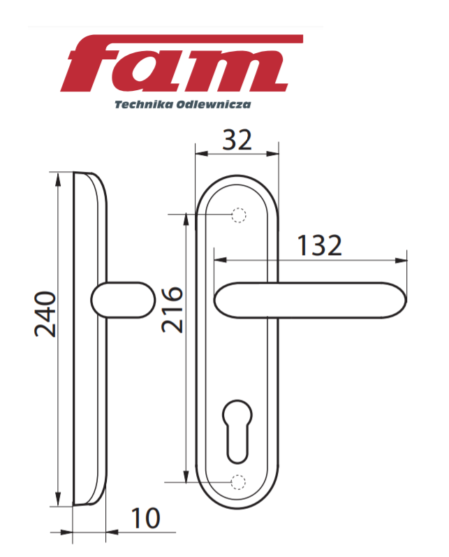 Kovanie FAM K+K 85/240/32 chrom/mat pravá – Obrázok 2
