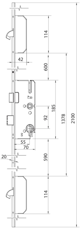 ZZ Winkhaus K+G STV-F 92/55/20 hák 2060/55/92/8 M2 pravý – Obrázok 2